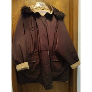 Warm Winter Coat! Women's 3X Brown Parka with Hood